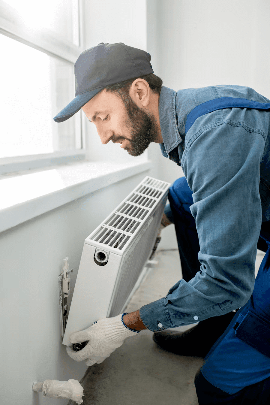 AC Repair Provo technician working by the window